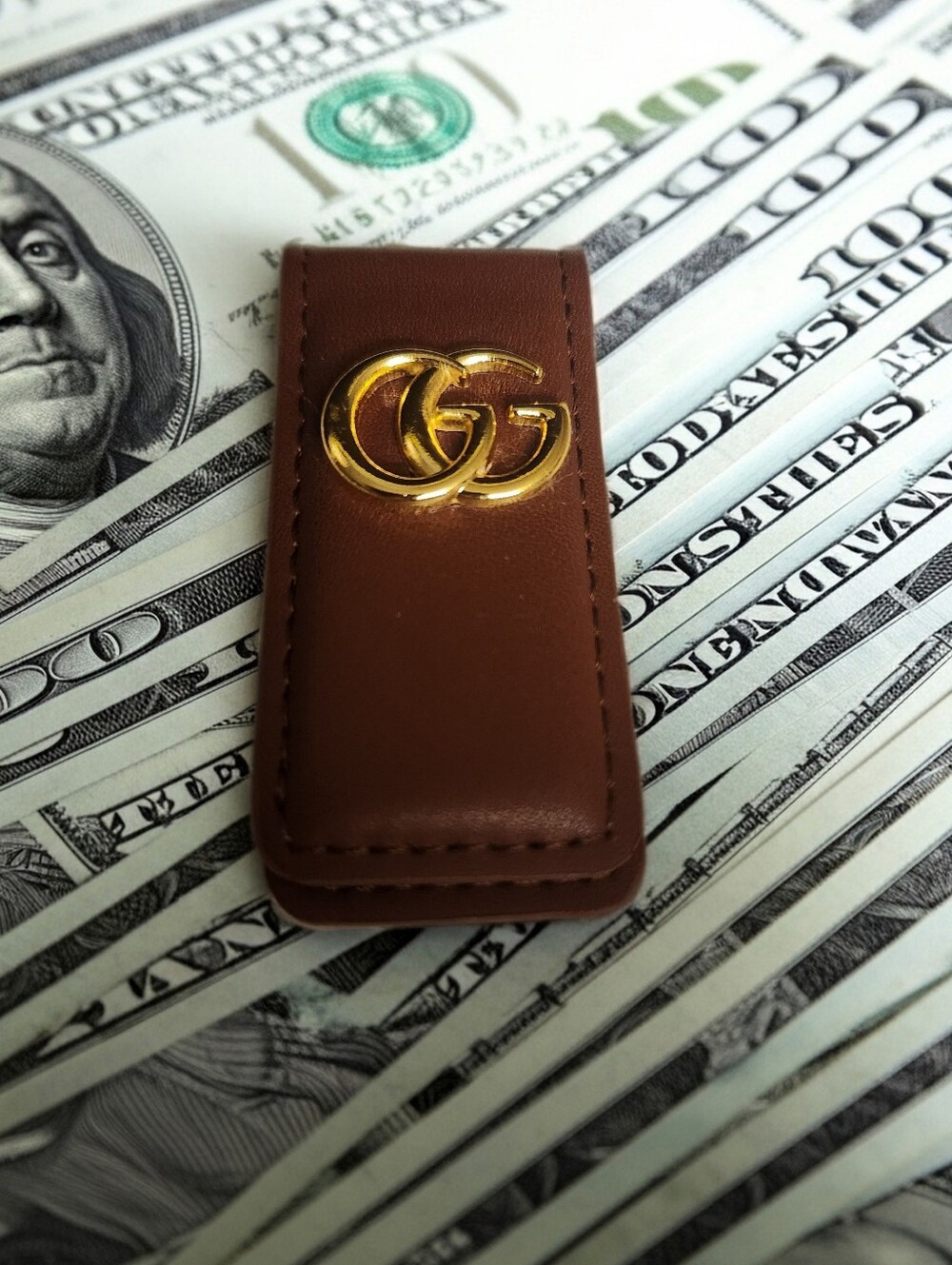 Gucci GG Marmont Brown Leather Money Clip
